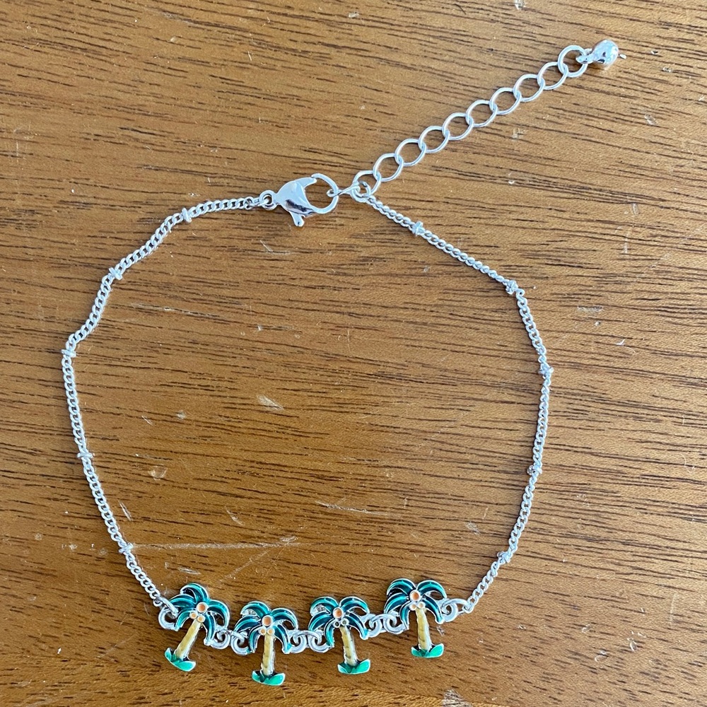 Tropical Palm Tree Adjustable Charm Bracelet NWOT